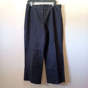 Kasper Linen Blend Slacks Size 12 Petite Wide Leg Lined Black